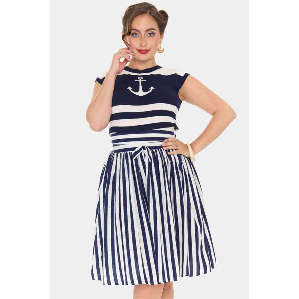 Voodoo Vixen - Anchor Stripe Sweatshirt - Dunkelblau